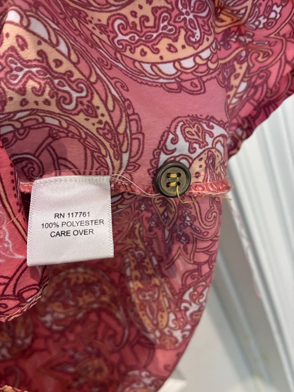 Pink Paisley Button-Front Drawstring Mini Dress - Picture 3 of 9